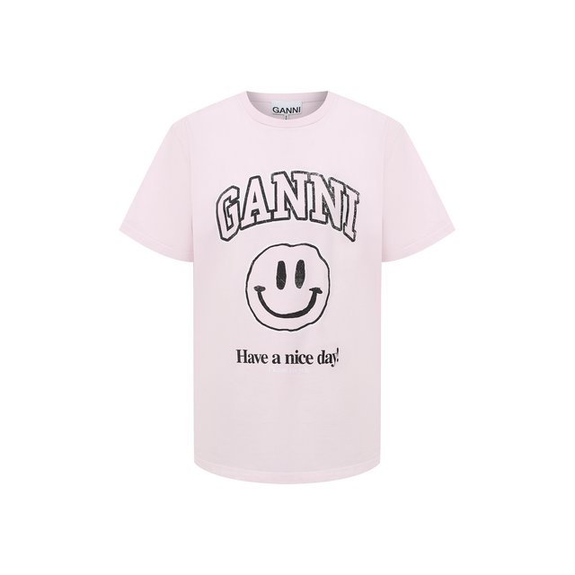Хлопковая футболка Ganni 11230325