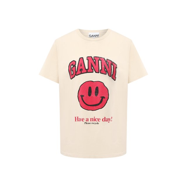 Хлопковая футболка Ganni 11230328