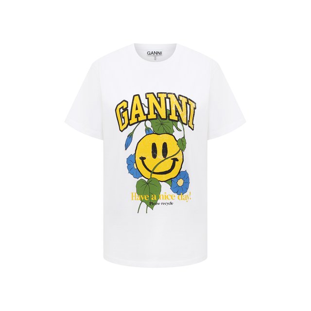 Хлопковая футболка Ganni 11230356