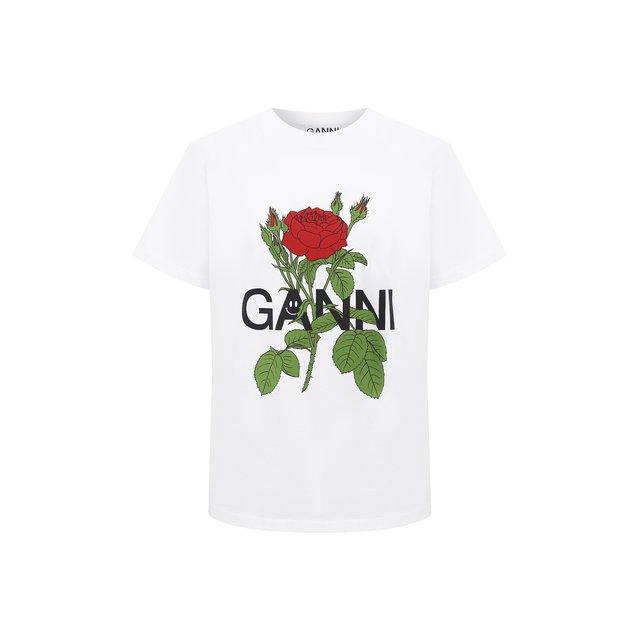Хлопковая футболка Ganni 11230359