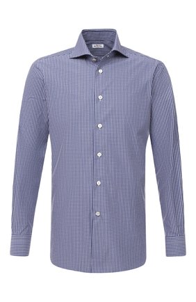 Мужская хлопковая сорочка KITON синего цвета по цене 51600 руб., арт. UCCH0746808 | Фото 1 Мужская хлопковая сорочка KITON синего цвета, арт. UCCH0746808 | Фото 1 (Материал внешний: Хлопок; Длина (для топов): Стандартные; Рукава: Длинные; Случай: Повседневный; Принт: Клетка; Мужское Кросс-КТ: Сорочка-одежда; Стили: Классический; Манжеты: На пуговицах; Воротник: Акула; Региональные ограничения белый список (Axapta Mercury): RU)