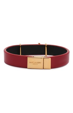 Женский кожаный браслет SAINT LAURENT красного цвета по цене 19950 руб., арт. 559355/BL40J | Фото 2 Женский кожаный браслет SAINT LAURENT красного цвета, арт. 559355/BL40J | Фото 2