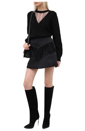 Женские замшевые сапоги maxi blade CASADEI черного цвета по цене 88300 руб., арт. 1S098R120MZKENT9000 | Фото 2 Женские замшевые сапоги maxi blade CASADEI черного цвета, арт. 1S098R120MZKENT9000 | Фото 2