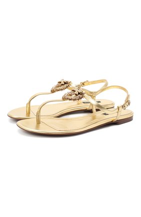 Женские кожаные сандалии DOLCE & GABBANA золотого цвета по цене 52400 руб., арт. CQ0353/A1016 | Фото 1 Женские кожаные сандалии DOLCE & GABBANA золотого цвета, арт. CQ0353/A1016 | Фото 1