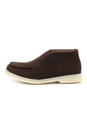 Детские замшевые ботинки LORO PIANA темно-коричневого цвета, арт. FAD6916 | Фото 2 (Материал внутренний: Натуральная кожа; Материал внешний: Кожа; Мальчики-школьная форма: Классическая обувь)