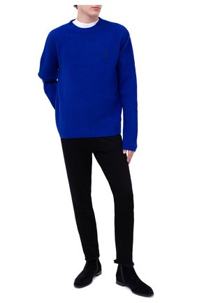 Мужской шерстяной свитер MARCELO BURLON синего цвета по цене 45300 руб., арт. CMHE026F20KNI001 | Фото 2 Мужской шерстяной свитер MARCELO BURLON синего цвета, арт. CMHE026F20KNI001 | Фото 2