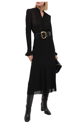 Женское шелковое платье SAINT LAURENT черного цвета по цене 279500 руб., арт. 636000/Y059R | Фото 2 Женское шелковое платье SAINT LAURENT черного цвета, арт. 636000/Y059R | Фото 2