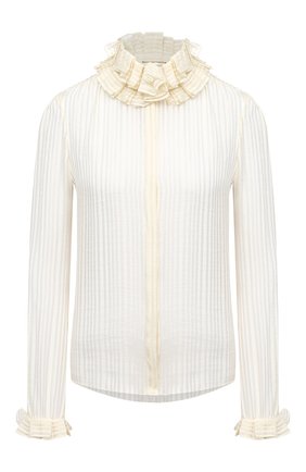 Женская шелковая блузка SAINT LAURENT белого цвета по цене 134500 руб., арт. 633387/Y3B43 | Фото 1 Женская шелковая блузка SAINT LAURENT белого цвета, арт. 633387/Y3B43 | Фото 1