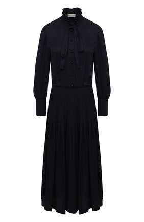 Женское шелковое платье SAINT LAURENT темно-синего цвета по цене 260500 руб., арт. 632448/Y3B08 | Фото 1 Женское шелковое платье SAINT LAURENT темно-синего цвета, арт. 632448/Y3B08 | Фото 1