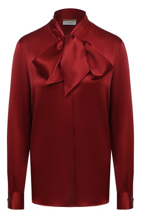 Женская шелковая блузка SAINT LAURENT красного цвета по цене 136500 руб., арт. 635897/Y2B43 | Фото 1 Женская шелковая блузка SAINT LAURENT красного цвета, арт. 635897/Y2B43 | Фото 1