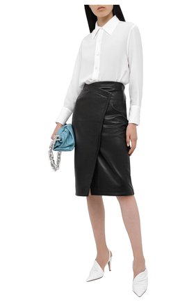 Женская шелковая рубашка SAINT LAURENT белого цвета по цене 73150 руб., арт. 626928/Y100W | Фото 2 Женская шелковая рубашка SAINT LAURENT белого цвета, арт. 626928/Y100W | Фото 2
