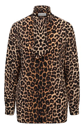 Женская шелковая блузка SAINT LAURENT леопардового цвета по цене 115500 руб., арт. 631540/Y2B09 | Фото 1 Женская шелковая блузка SAINT LAURENT леопардового цвета, арт. 631540/Y2B09 | Фото 1