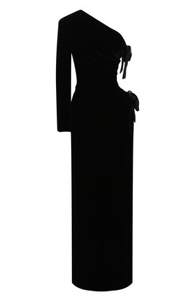 Женское платье SAINT LAURENT черного цвета, арт. 631479/Y525R | Фото 1 (Длина Ж (юбки, платья, шорты): Макси; Материал подклада: Шелк; Материал внешний: Вискоза, Купро, Растительное волокно; Рукава: Длинные; Женское Кросс-КТ: Платье-одежда, платье-футляр; Случай: Вечерний; Стили: Гламурный)