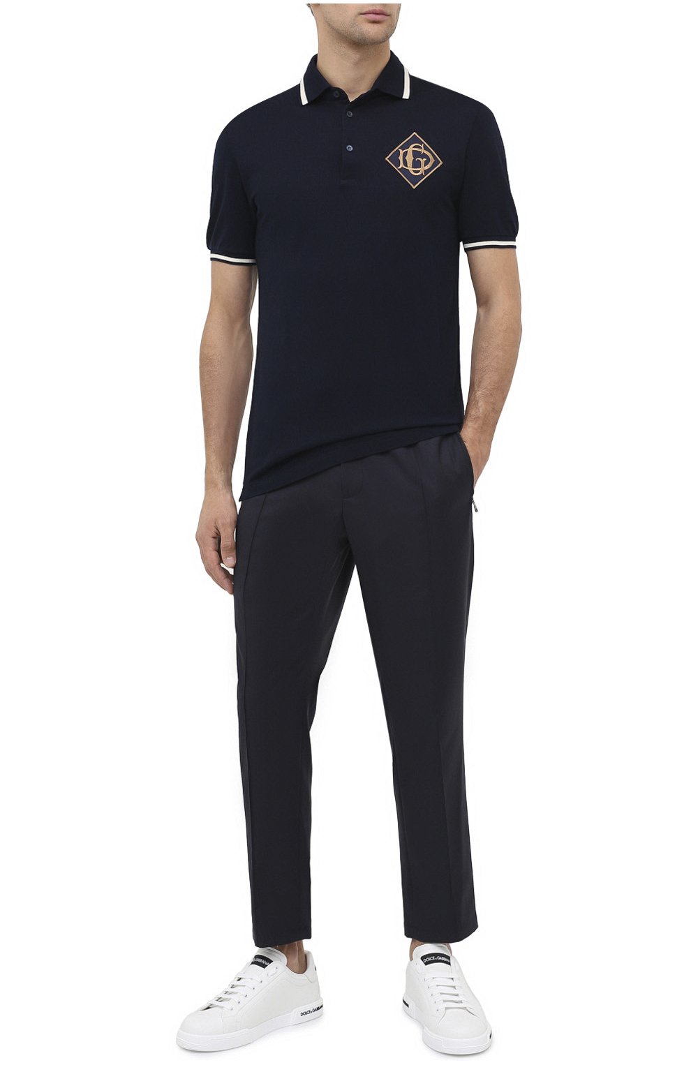 Мужские шерстяные брюки DOLCE & GABBANA синего цвета, арт. GYACET/FU2Z9 | Фото 2 (Материал внешний: Шерсть; Длина (брюки, джинсы): Стандартные; Случай: Повседневный; Стили: Кэжуэл)