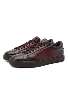 Мужские кожаные кеды SANTONI бордового цвета по цене 39950 руб., арт. MBGL20850CHIRG0TB66 | Фото 1 Мужские кожаные кеды SANTONI бордового цвета, арт. MBGL20850CHIRG0TB66 | Фото 1