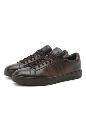 Мужские кожаные кеды SANTONI темно-коричневого цвета по цене 39950 руб., арт. MBGL20850TMMRG0TT60 | Фото 1 Мужские кожаные кеды SANTONI темно-коричневого цвета, арт. MBGL20850TMMRG0TT60 | Фото 1