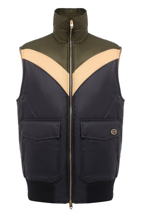Мужской утепленный жилет GUCCI темно-синего цвета по цене 99500 руб., арт. 618913/ZAE58 | Фото 1 Мужской утепленный жилет GUCCI темно-синего цвета, арт. 618913/ZAE58 | Фото 1