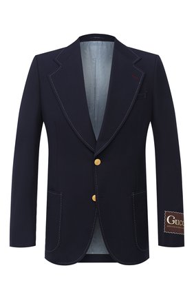 Мужской хлопковый пиджак GUCCI темно-синего цвета по цене 140000 руб., арт. 625827/ZAEA2 | Фото 1 Мужской хлопковый пиджак GUCCI темно-синего цвета, арт. 625827/ZAEA2 | Фото 1
