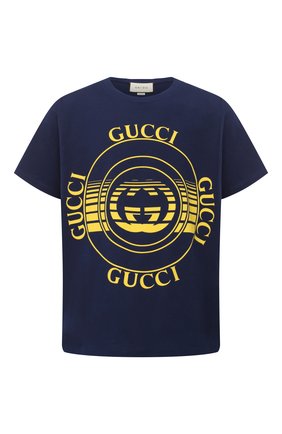 Мужская хлопковая футболка GUCCI синего цвета по цене 29950 руб., арт. 616036/XJCSQ | Фото 1 Мужская хлопковая футболка GUCCI синего цвета, арт. 616036/XJCSQ | Фото 1