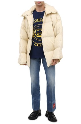 Мужская хлопковая футболка GUCCI синего цвета по цене 29950 руб., арт. 616036/XJCSQ | Фото 2 Мужская хлопковая футболка GUCCI синего цвета, арт. 616036/XJCSQ | Фото 2