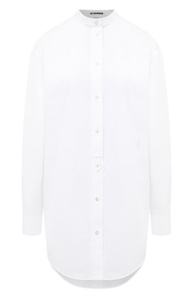 Женская хлопковая рубашка JIL SANDER белого цвета, арт. JSXR600205-WR244300 | Фото 1 (Длина (для топов): Удлиненные; Рукава: Длинные; Материал внешний: Хлопок; Женское Кросс-КТ: Рубашка-одежда; Принт: Без принта; Стили: Минимализм)