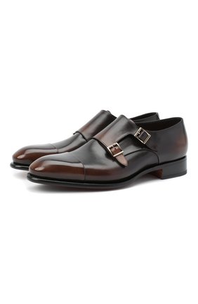 Мужские кожаные монки SANTONI коричневого цвета по цене 75500 руб., арт. MCCR11652MC1HNGWT50 | Фото 1 Мужские кожаные монки SANTONI коричневого цвета, арт. MCCR11652MC1HNGWT50 | Фото 1