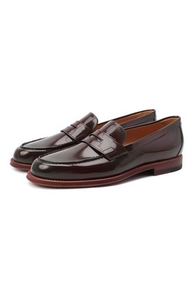 Женские кожаные лоферы SANTONI бордового цвета по цене 49950 руб., арт. WUQU58984BA1NVCRB70 | Фото 1 Женские кожаные лоферы SANTONI бордового цвета, арт. WUQU58984BA1NVCRB70 | Фото 1