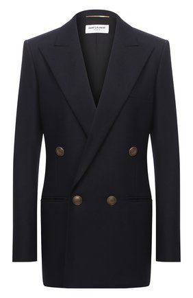 Женский шерстяной жакет SAINT LAURENT темно-синего цвета по цене 193000 руб., арт. 625417/Y221W | Фото 1 Женский шерстяной жакет SAINT LAURENT темно-синего цвета, арт. 625417/Y221W | Фото 1