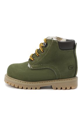 Детские кожаные ботинки GALLUCCI зеленого цвета, арт. T20085BM/SC S S G0M NAB/VIT | Фото 2 (Кросс-КТ: хайкеры; Материал утеплителя: Натуральный мех; Материал внешний: Кожа)