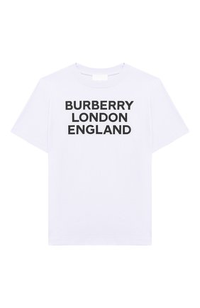 Детская хлопковая футболка BURBERRY белого цвета по цене 8855 руб., арт. 8028811 | Фото 1 Детская хлопковая футболка BURBERRY белого цвета, арт. 8028811 | Фото 1