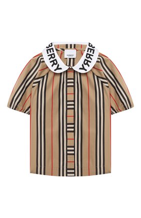 Детское хлопковая блузка BURBERRY бежевого цвета по цене 13600 руб., арт. 8030579 | Фото 1 Детское хлопковая блузка BURBERRY бежевого цвета, арт. 8030579 | Фото 1