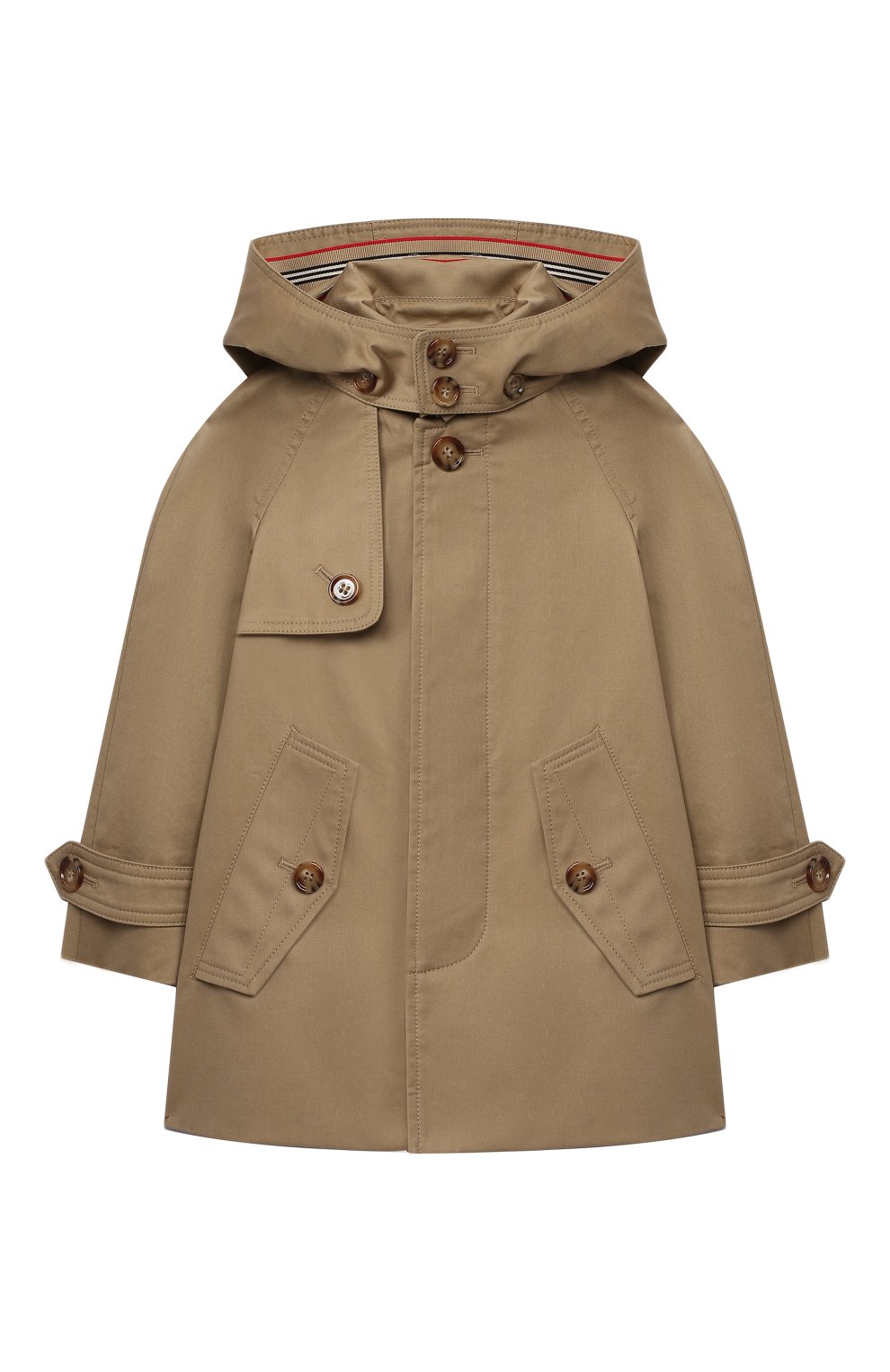 Детского хлопковый тренч BURBERRY бежевого цвета, арт. 8031595 | Фото 1