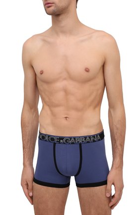 Мужские хлопковые боксеры DOLCE & GABBANA синего цвета по цене 4750 руб., арт. M4B74J/FUECH | Фото 2 Мужские хлопковые боксеры DOLCE & GABBANA синего цвета, арт. M4B74J/FUECH | Фото 2