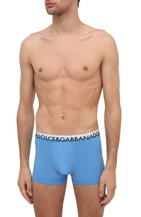 Мужские хлопковые боксеры DOLCE & GABBANA голубого цвета по цене 4750 руб., арт. M4B68J/FUGHH | Фото 2 Мужские хлопковые боксеры DOLCE & GABBANA голубого цвета, арт. M4B68J/FUGHH | Фото 2