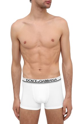 Мужские хлопковые боксеры DOLCE & GABBANA белого цвета по цене 4750 руб., арт. M4B65J/FUEB0 | Фото 2 Мужские хлопковые боксеры DOLCE & GABBANA белого цвета, арт. M4B65J/FUEB0 | Фото 2