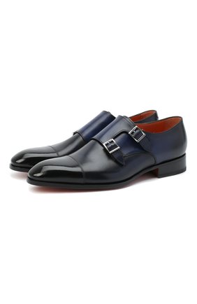 Мужские кожаные монки SANTONI темно-синего цвета по цене 53500 руб., арт. MCCR15006JC6INVDU56 | Фото 1 Мужские кожаные монки SANTONI темно-синего цвета, арт. MCCR15006JC6INVDU56 | Фото 1