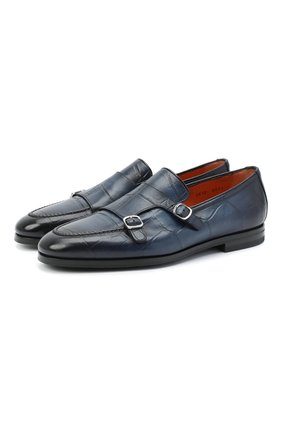 Мужские кожаные монки SANTONI темно-синего цвета по цене 69800 руб., арт. MCNC16848SI1EGTKU48 | Фото 1 Мужские кожаные монки SANTONI темно-синего цвета, арт. MCNC16848SI1EGTKU48 | Фото 1