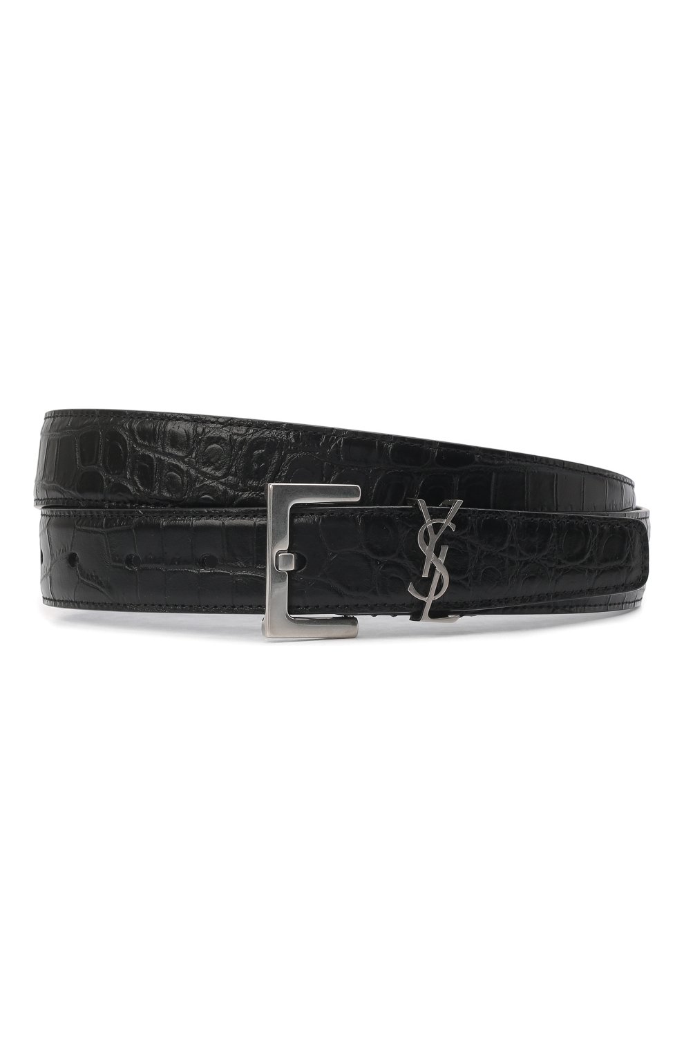 Мужской кожаный ремень SAINT LAURENT черного цвета, арт. 634440/DZE0E | Фото 1 (Случай: Повседневный; Материал: Натуральная кожа; Региональные ограничения белый список (Axapta Mercury): RU)