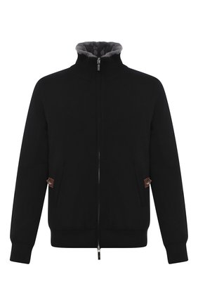Мужской кашемировый бомбер с меховой подкладкой SVEVO черного цвета, арт. 0140SA20/MP01/2 | Фото 1 (Материал внешний: Шерсть, Кашемир; Длина (верхняя одежда): Короткие; Принт: Без принта; Кросс-КТ: Куртка; Мужское Кросс-КТ: Верхняя одежда, шерсть и кашемир, утепленные куртки; Стили: Кэжуэл; Рукава: Длинные; Материал утеплителя: Натуральный мех)