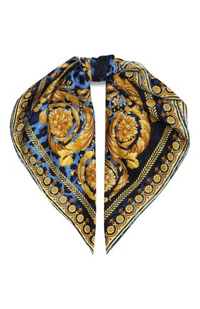 Женский шелковый платок VERSACE темно-синего цвета по цене 32700 руб., арт. IF09001/IT02282 | Фото 1 Женский шелковый платок VERSACE темно-синего цвета, арт. IF09001/IT02282 | Фото 1