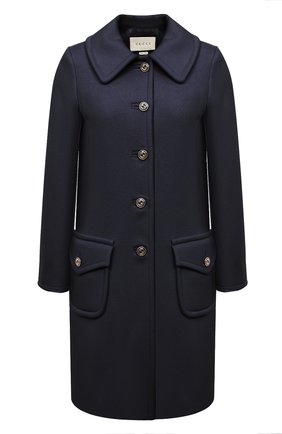 Женское шерстяное пальто GUCCI темно-синего цвета по цене 196200 руб., арт. 626300/ZHW03 | Фото 1 Женское шерстяное пальто GUCCI темно-синего цвета, арт. 626300/ZHW03 | Фото 1
