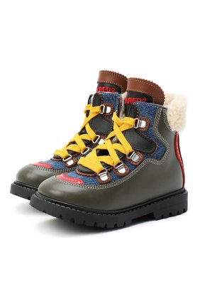 Детские кожаные ботинки с мехом DSQUARED2 хаки цвета по цене 32050 руб., арт. 65053/S0FTY/18-27 | Фото 1 Детские кожаные ботинки с мехом DSQUARED2 хаки цвета, арт. 65053/S0FTY/18-27 | Фото 1 (Материал утеплителя: Натуральный мех; Кросс-КТ: хайкеры; Материал внешний: Кожа; Региональные ограничения белый список (Axapta Mercury): RU; Длина стельки: 16, 16,6, 13,5, 17,3; высота каблука: 2,3, 2,5; толщина подошвы: 1,5; ширина носка стельки: 6,2)