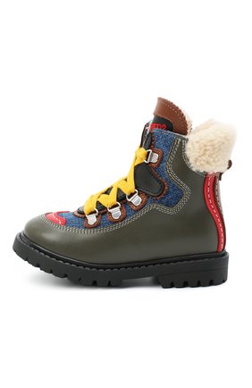 Детские кожаные ботинки с мехом DSQUARED2 хаки цвета по цене 32050 руб., арт. 65053/S0FTY/18-27 | Фото 2 Детские кожаные ботинки с мехом DSQUARED2 хаки цвета, арт. 65053/S0FTY/18-27 | Фото 2 (Материал утеплителя: Натуральный мех; Кросс-КТ: хайкеры; Материал внешний: Кожа; Региональные ограничения белый список (Axapta Mercury): RU; Длина стельки: 16, 16,6, 13,5, 17,3; высота каблука: 2,3, 2,5; толщина подошвы: 1,5; ширина носка стельки: 6,2)