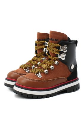 Детские кожаные ботинки DSQUARED2 коричневого цвета по цене 23750 руб., арт. 65198/RUNNER/18-27 | Фото 1 Детские кожаные ботинки DSQUARED2 коричневого цвета, арт. 65198/RUNNER/18-27 | Фото 1