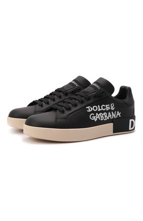 Женские кожаные кеды portofino DOLCE & GABBANA черного цвета по цене 43550 руб., арт. CK1544/AW710 | Фото 1 Женские кожаные кеды portofino DOLCE & GABBANA черного цвета, арт. CK1544/AW710 | Фото 1