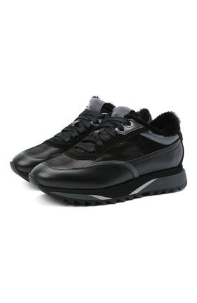 Женские кожаные кроссовки SANTONI черного цвета по цене 44650 руб., арт. WBFW60582NGGPAENN50 | Фото 1 Женские кожаные кроссовки SANTONI черного цвета, арт. WBFW60582NGGPAENN50 | Фото 1