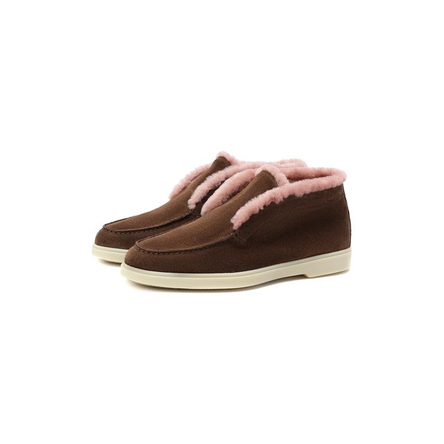 Замшевые ботинки Santoni коричневого цвета