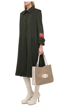 Женское шерстяное пальто GUCCI темно-зеленого цвета по цене 206000 руб., арт. 619357/ZAEJU | Фото 2 Женское шерстяное пальто GUCCI темно-зеленого цвета, арт. 619357/ZAEJU | Фото 2