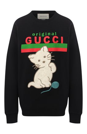 Женская хлопковый свитшот GUCCI черного цвета по цене 79850 руб., арт. 617964/XJCRU | Фото 1 Женская хлопковый свитшот GUCCI черного цвета, арт. 617964/XJCRU | Фото 1
