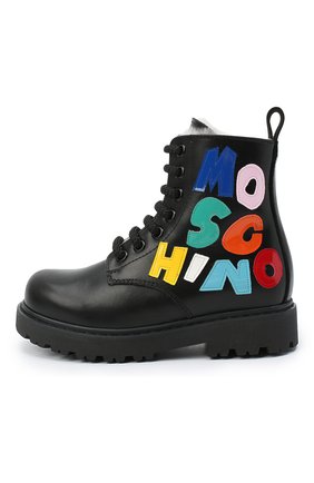 Детские кожаные ботинки MOSCHINO разноцветного цвета по цене 39950 руб., арт. 65760/RUNNER/28-35 | Фото 2 Детские кожаные ботинки MOSCHINO разноцветного цвета, арт. 65760/RUNNER/28-35 | Фото 2 (Материал утеплителя: Натуральный мех; Материал внешний: Кожа; Региональные ограничения белый список (Axapta Mercury): RU; Длина стельки: 18,5, 20,7, 20)